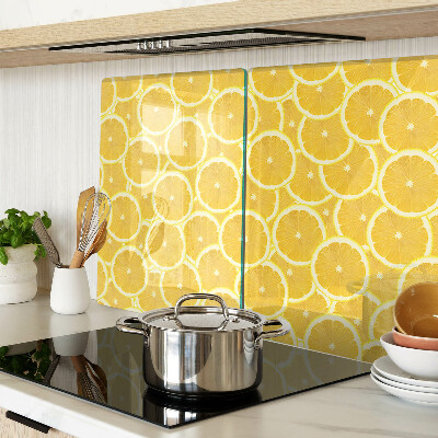 Deska kuchenna szklana Plastry cytryny na żółtym tle