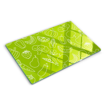 Tabla de cortar de cristal Tema de frutas y verduras