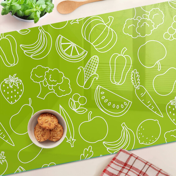Tabla de cortar de cristal Tema de frutas y verduras