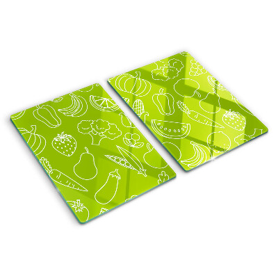 Tabla de cortar de cristal Tema de frutas y verduras