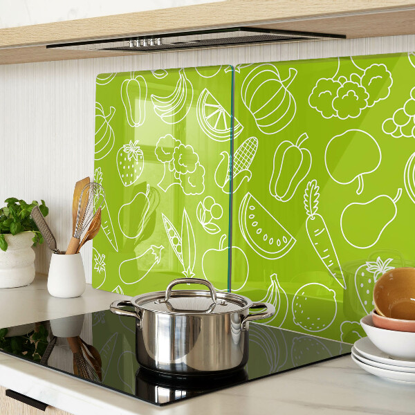 Tabla de cortar de cristal Tema de frutas y verduras