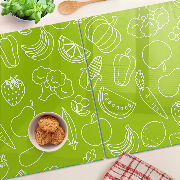 Tabla de cortar de cristal Tema de frutas y verduras