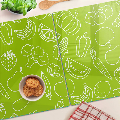 Tabla de cortar de cristal Tema de frutas y verduras