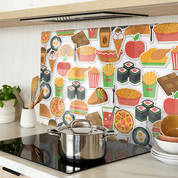 Szklana deska kuchenna Motyw jedzenia i przekąsek