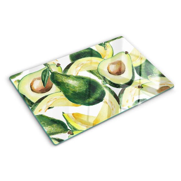Tabla para cortar Aguacate con hojas al fondo