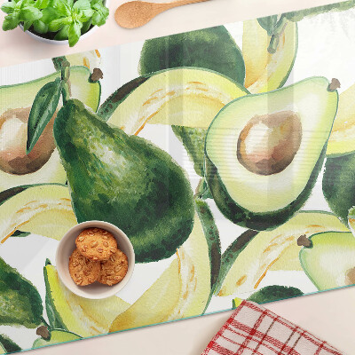 Tabla para cortar Aguacate con hojas al fondo