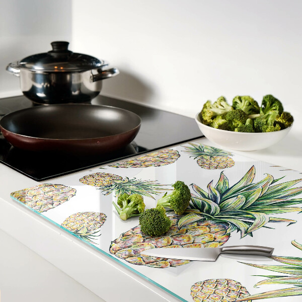 Deska kuchenna szklana Ananasy na białym tle