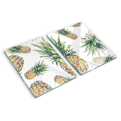 Deska kuchenna szklana Ananasy na białym tle