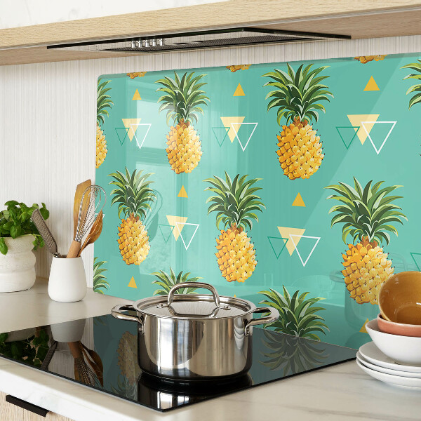 Deska kuchenna szklana Ananasy na turkusowym tle