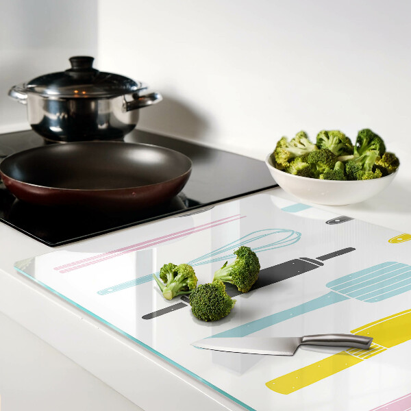 Tabla para cortar Utensilios de cocina en colores pastel