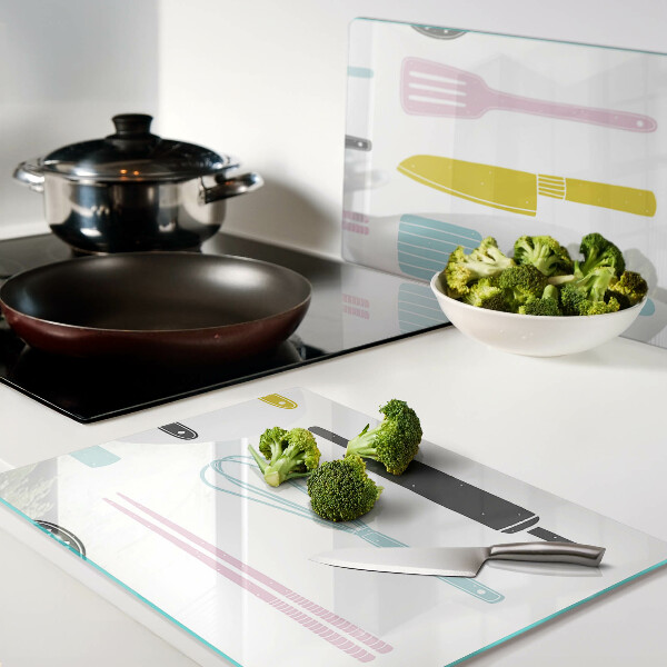 Tabla para cortar Utensilios de cocina en colores pastel