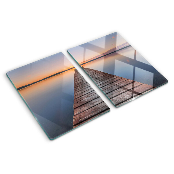 Tabla para cortar Muelle en el lago al atardecer