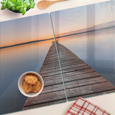 Tabla para cortar Muelle en el lago al atardecer