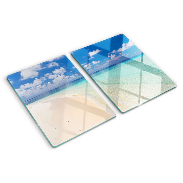 Tabla de cortar de cristal Playa con cielo azul