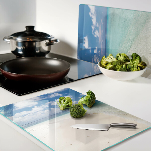 Tabla de cortar de cristal Playa con cielo azul