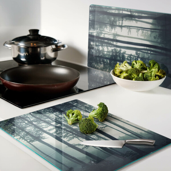 Szklana deska kuchenna Las w mgłę