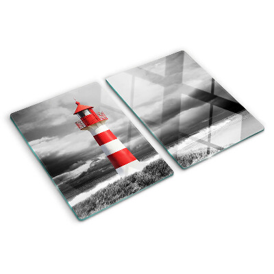 Tabla de cortar de cristal Un faro en el paisaje