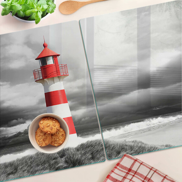 Tabla de cortar de cristal Un faro en el paisaje