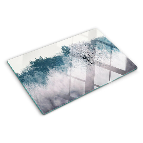 Tabla para cortar Paisaje invernal con árboles