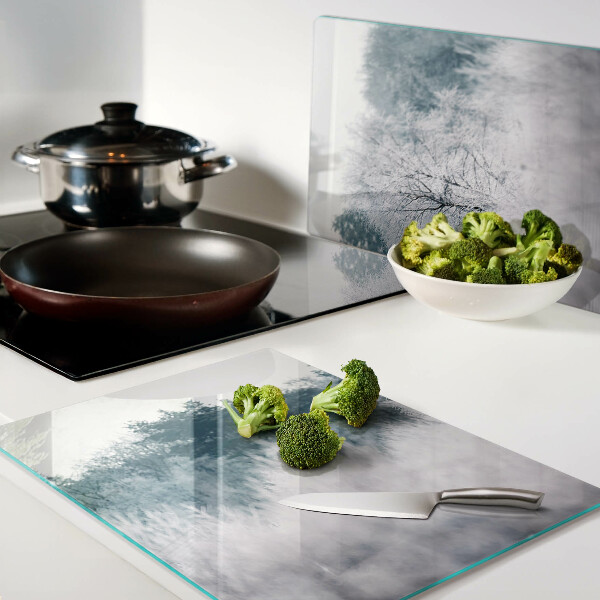 Deska kuchenna szklana Zimowy krajobraz z drzewami