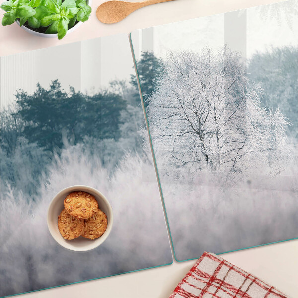 Tabla para cortar Paisaje invernal con árboles