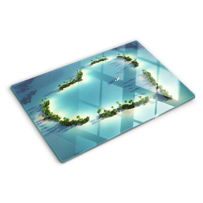 Tabla de cortar de cristal Una isla paradisíaca con palmeras
