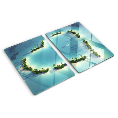 Tabla de cortar de cristal Una isla paradisíaca con palmeras