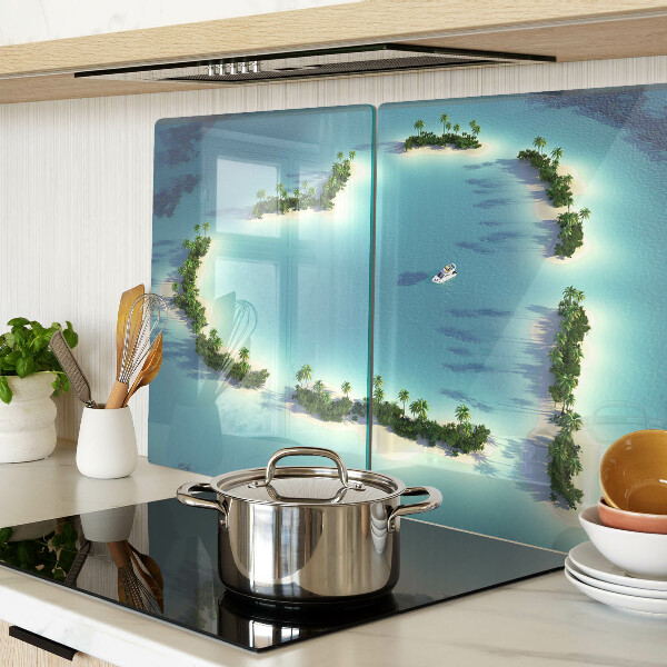 Tabla de cortar de cristal Una isla paradisíaca con palmeras