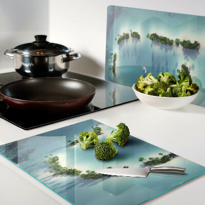 Deska kuchenna szklana Rajska wyspa z palmami