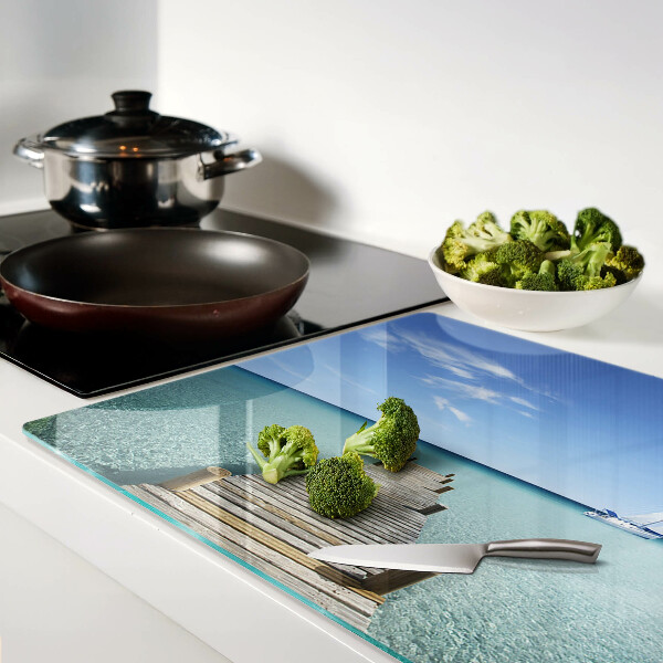 Tabla de cortar de cristal Muelle sobre el mar turquesa