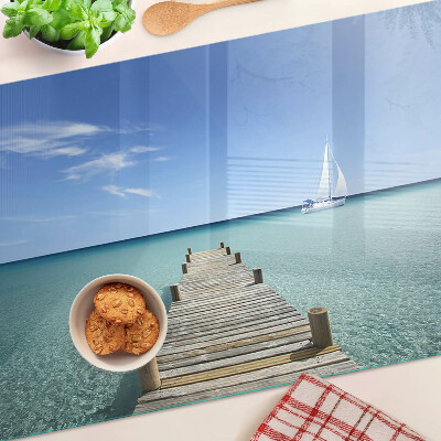 Tabla de cortar de cristal Muelle sobre el mar turquesa