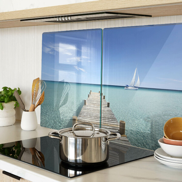 Tabla de cortar de cristal Muelle sobre el mar turquesa