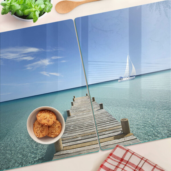 Tabla de cortar de cristal Muelle sobre el mar turquesa
