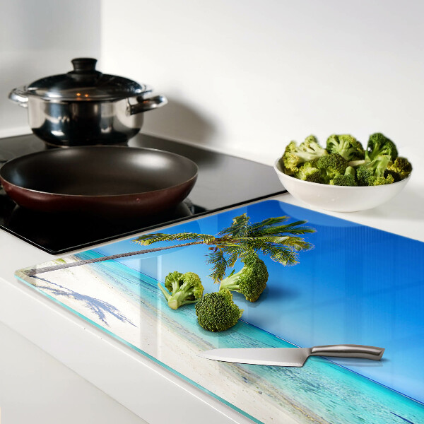 Tabla de cortar de cristal Playa con palmera