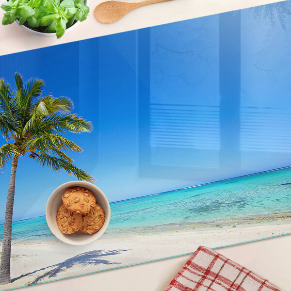 Tabla de cortar de cristal Playa con palmera