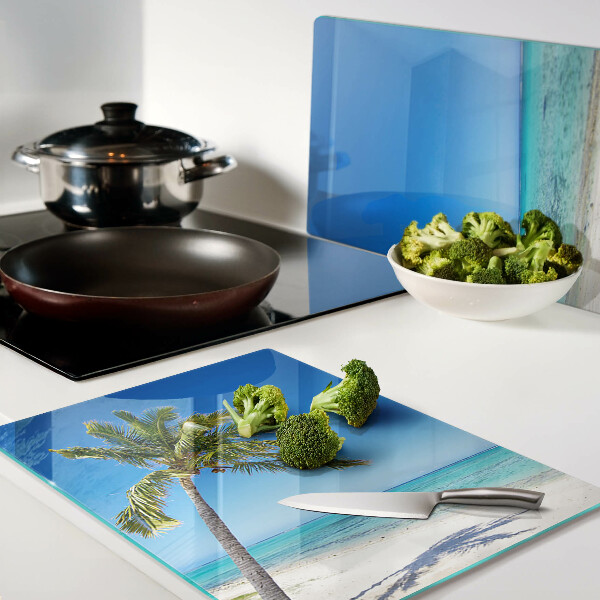 Deska kuchenna szklana Plaża z palmą