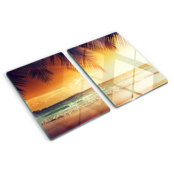 Tabla de cortar Puesta de sol sobre la playa