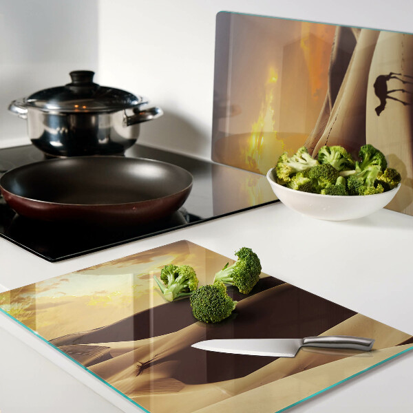 Szklana deska do krojenia Pustynny krajobraz o zachodzie słońca