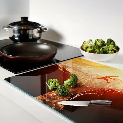 Tabla de cocina Saltando en las montañas al atardecer