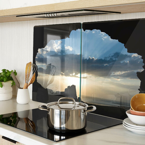 Szklana deska kuchenna Zachód słońca za chmurami