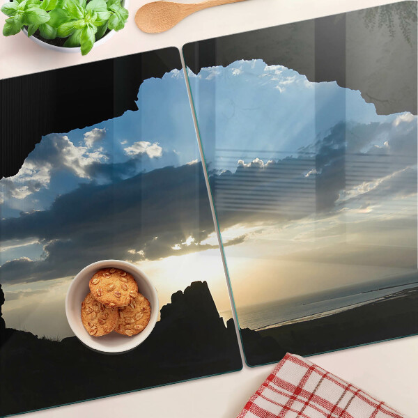 Tabla para cortar Puesta de sol detrás de las nubes