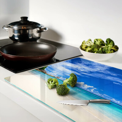 Tabla para cortar Playa tropical con cielo azul