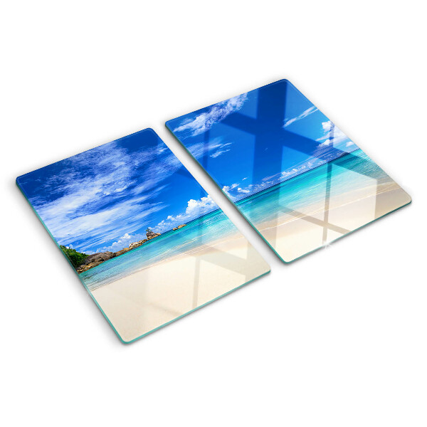 Tabla para cortar Playa tropical con cielo azul