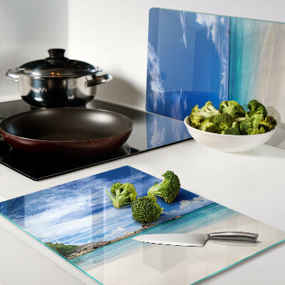 Tabla para cortar Playa tropical con cielo azul