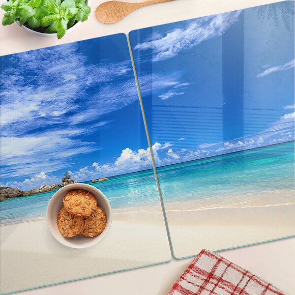 Tabla para cortar Playa tropical con cielo azul