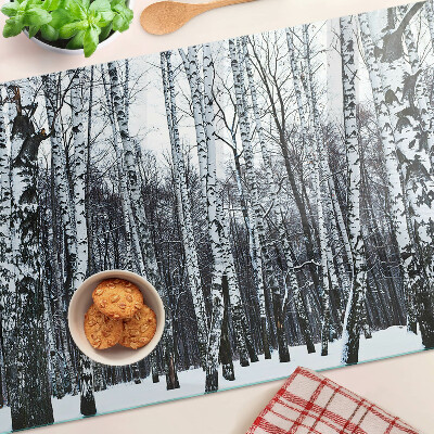 Tabla de cocina Bosque invernal con abedules