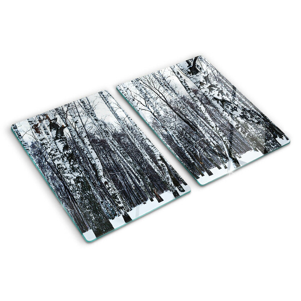 Tabla de cocina Bosque invernal con abedules