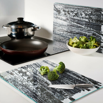 Tabla de cocina Bosque invernal con abedules