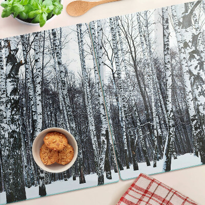 Tabla de cocina Bosque invernal con abedules