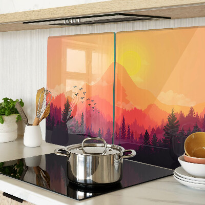 Deska kuchenna szklana Górski krajobraz o zachodzie słońca